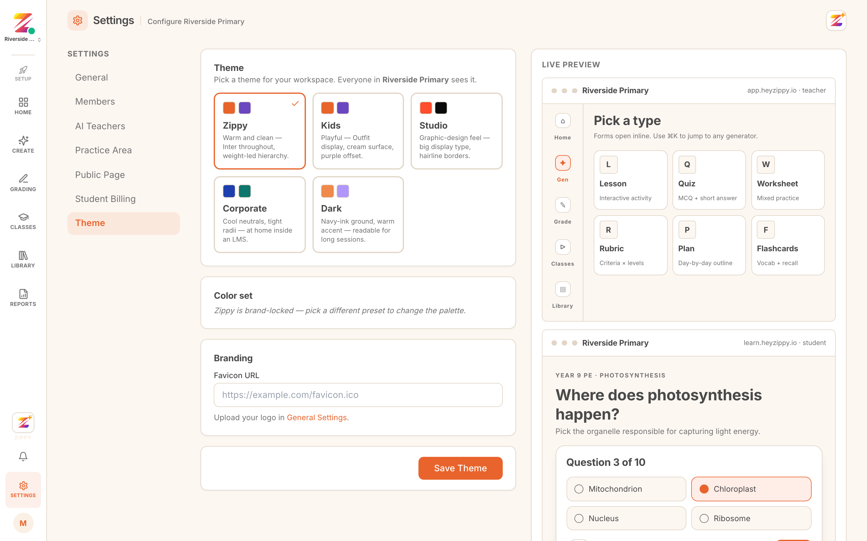 uploading a logo and setting the accent colour