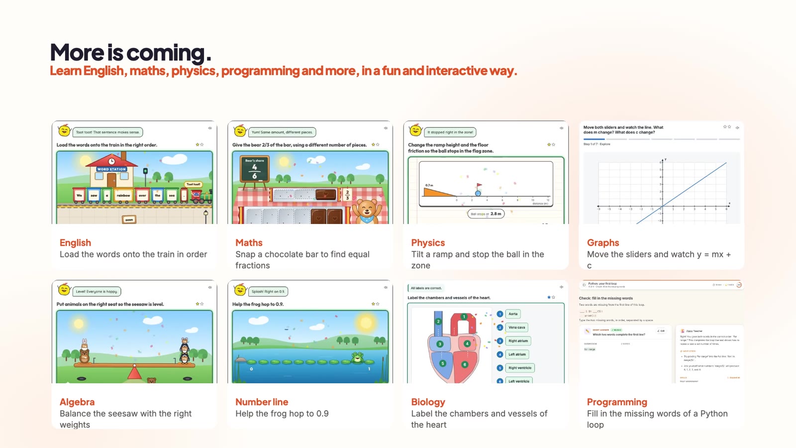 Maths, physics, programming and more, as games