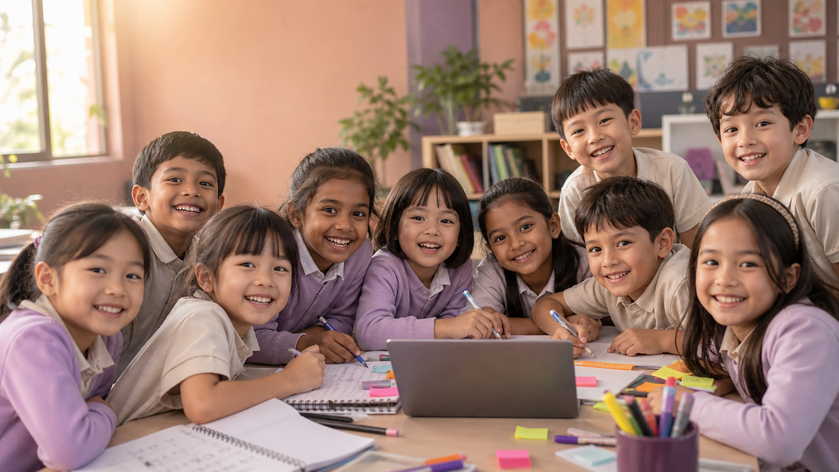 Students learning together in a classroom