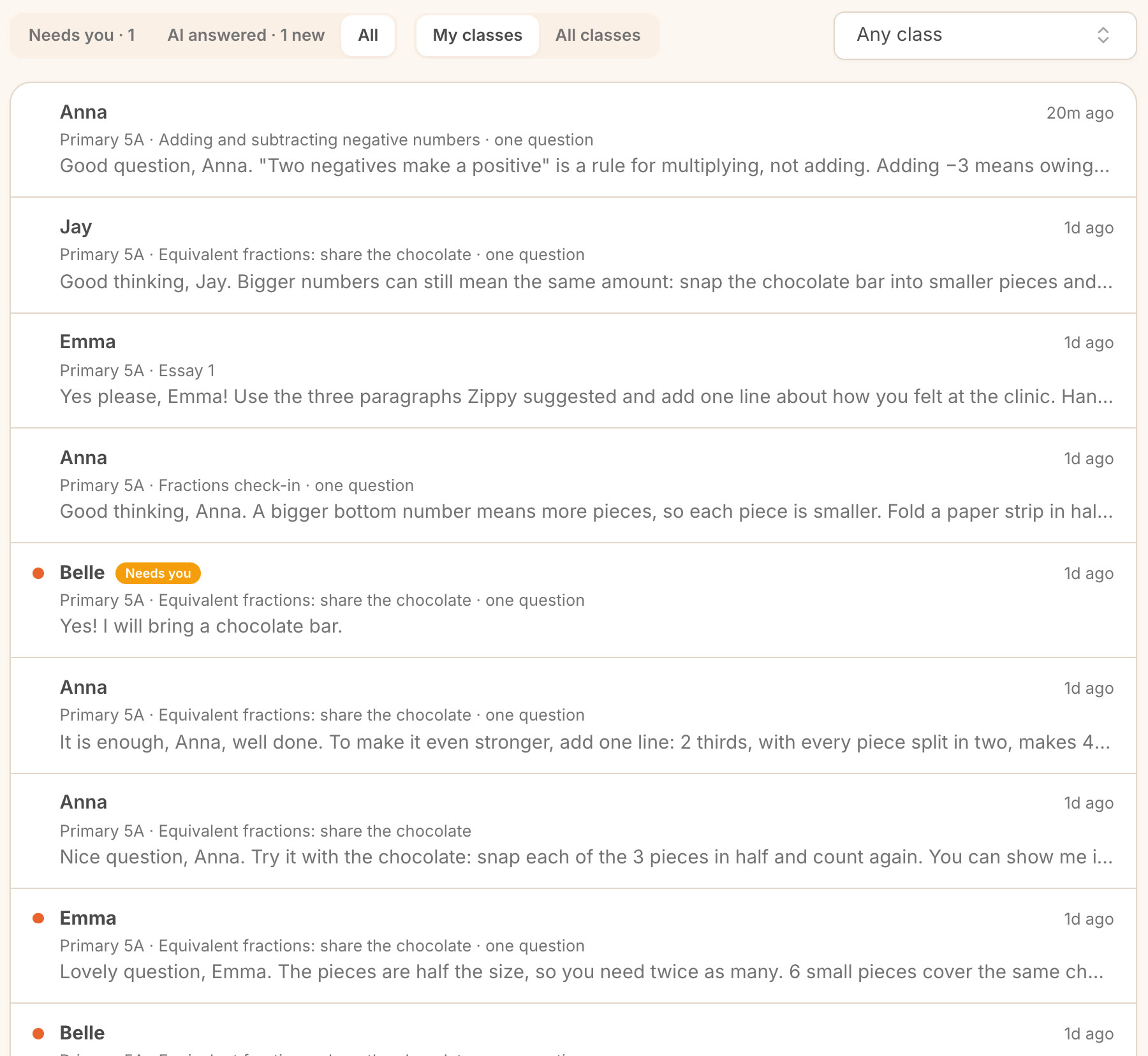 The teacher inbox: questions from Anna, Jay, Emma and Belle, with AI and teacher replies